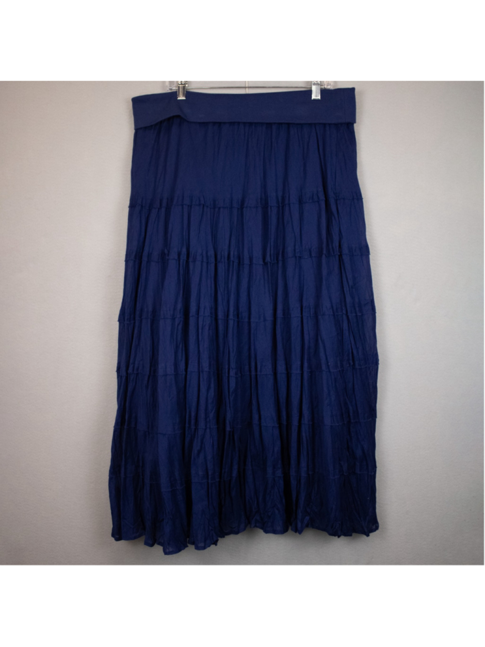 Reba navy tiered maxi skirt-1X